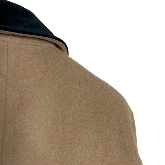 Flawed Anne Klein II Camel Coat Wool Black Velvet Collar Button Up Womens Size 6 - Picture 10 of 14